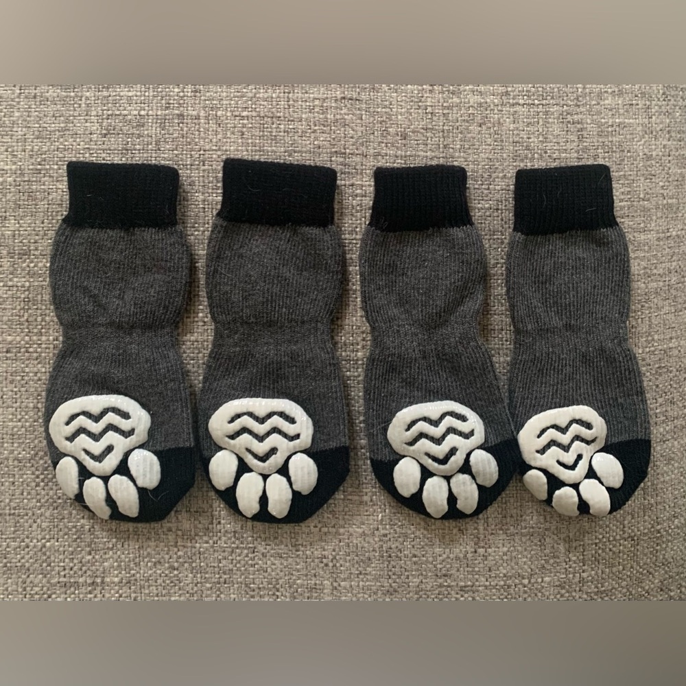 Gray & Black Dog Socks with Paw Protection